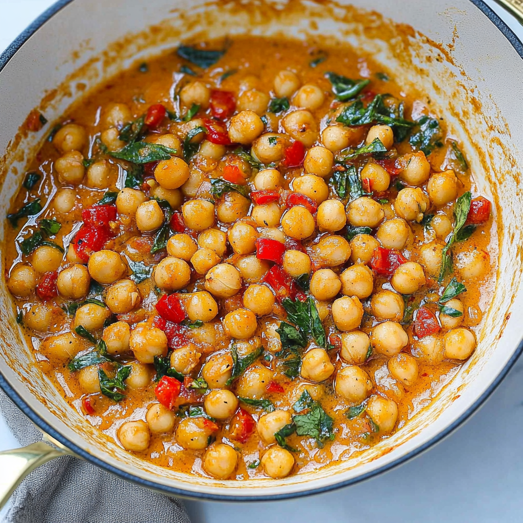 Recipe preparation for Marry Me Chickpeas