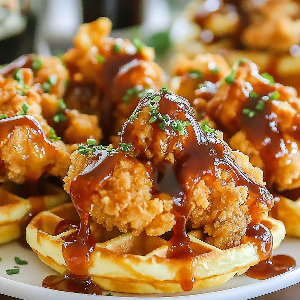 Recipe preparation for Mini Chicken & Waffles Bites