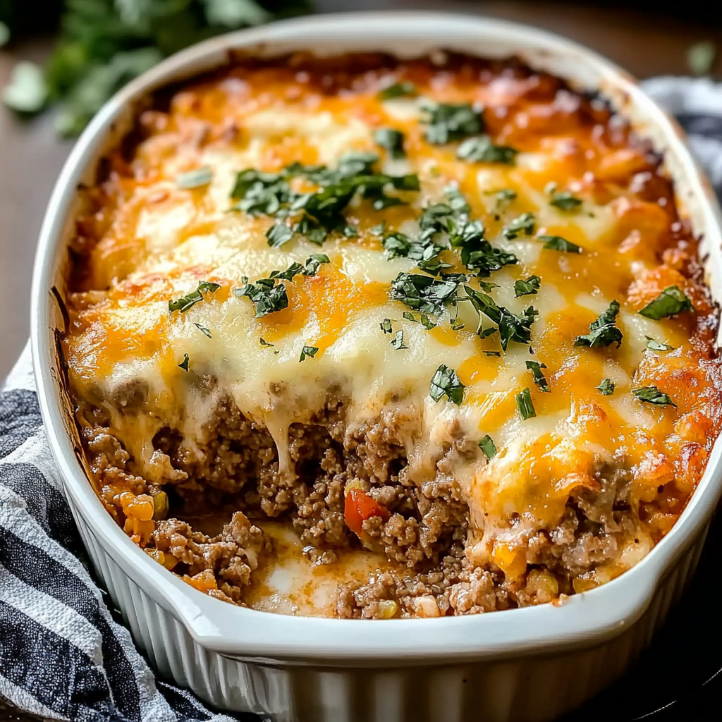 Recipe preparation for Ground Beef and Cauliflower Rice Casserole