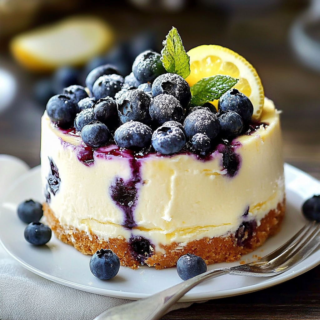 Recipe preparation for Lemon Blueberry Cheesecake Cake