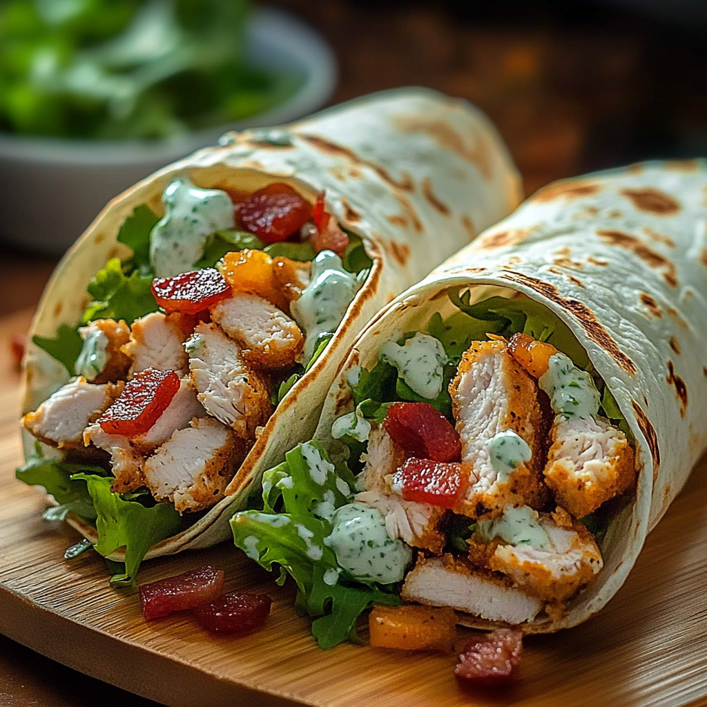 Recipe preparation for Bacon Ranch Chicken Wraps