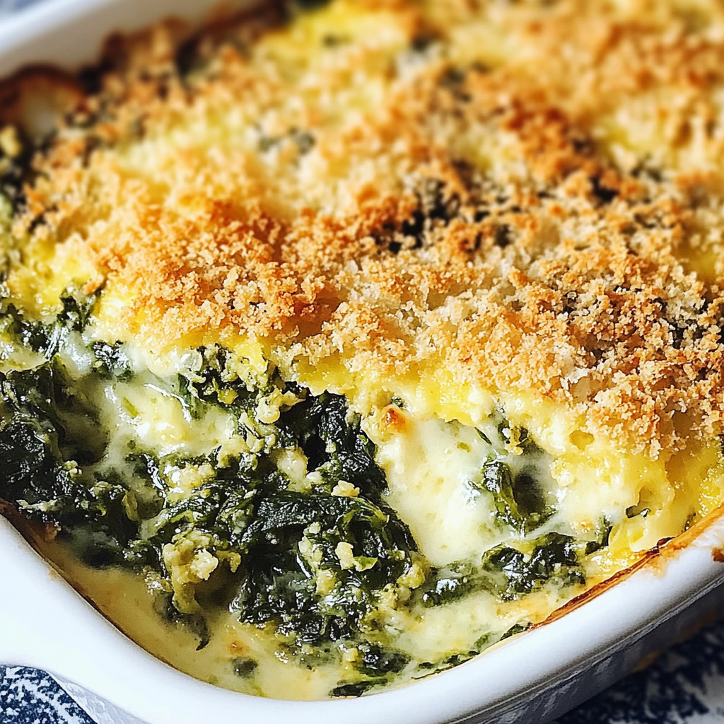 Recipe preparation for Spinach Rockefeller Casserole
