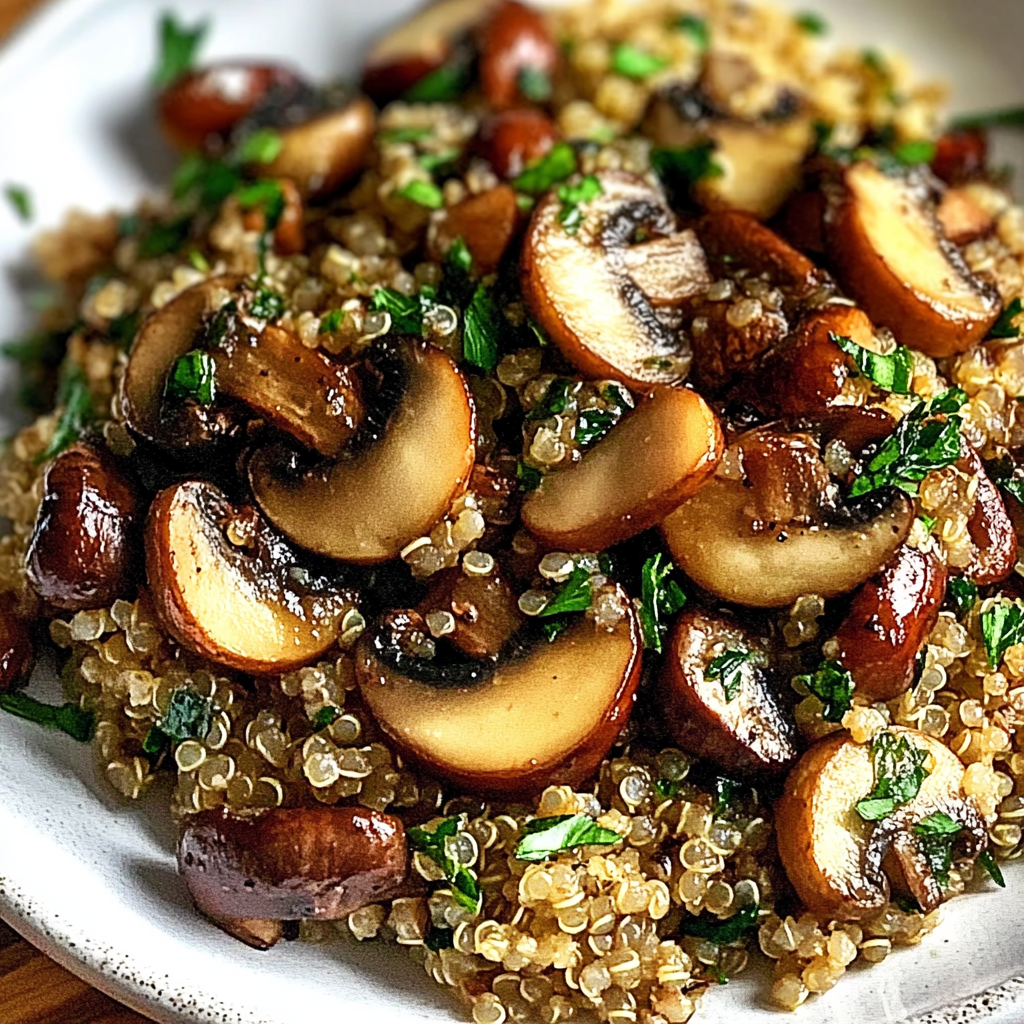 Recipe preparation for Garlicky Mushroom Quinoa