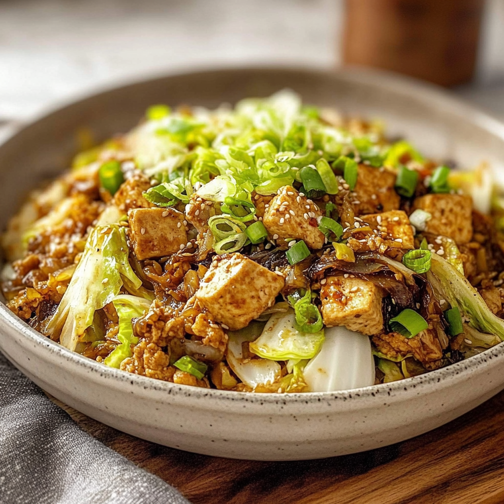 Recipe preparation for Tofu Cabbage Stir Fry