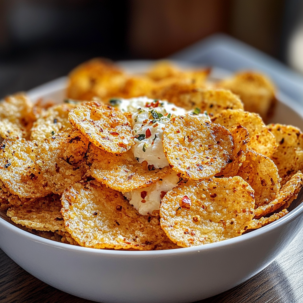 Recipe preparation for Crunchy Cottage Cheese Chips