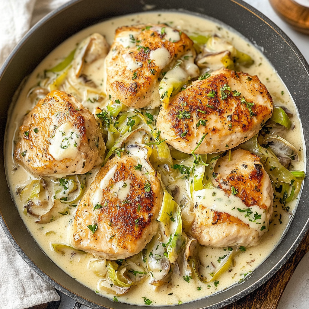 Recipe preparation for Chicken with Creamy Leek