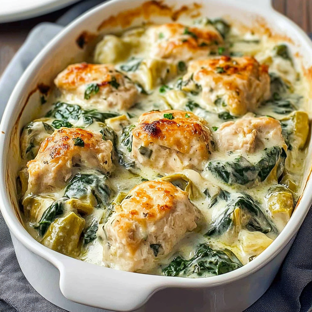 Recipe preparation for High-Protein Spinach and Artichoke Chicken Casserole