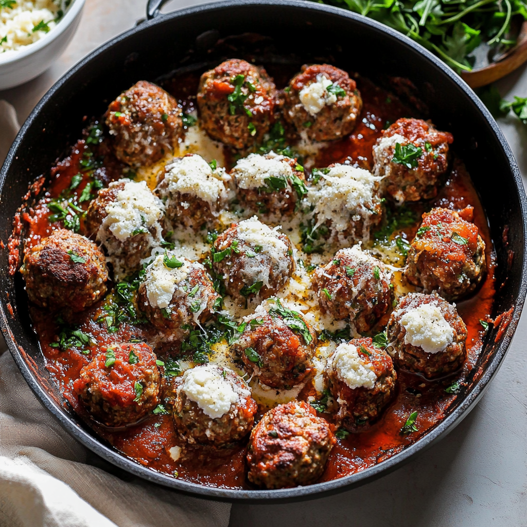Recipe preparation for Skillet Ricotta Meatballs