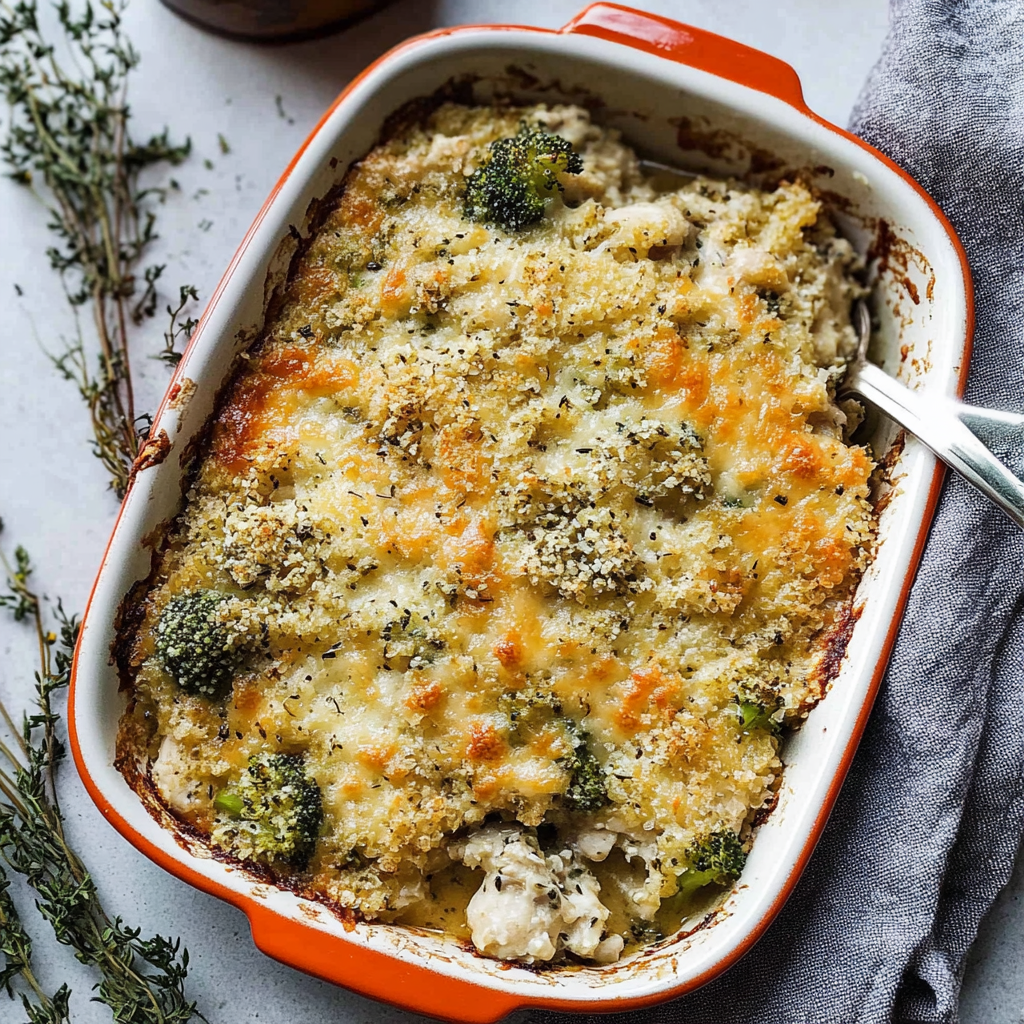 Recipe preparation for Cheesy Chicken and Broccoli Quinoa Bake