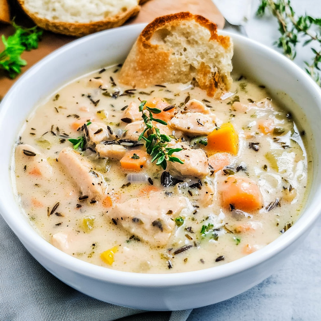 Recipe preparation for One-Pot Creamy Turkey and Wild Rice Soup