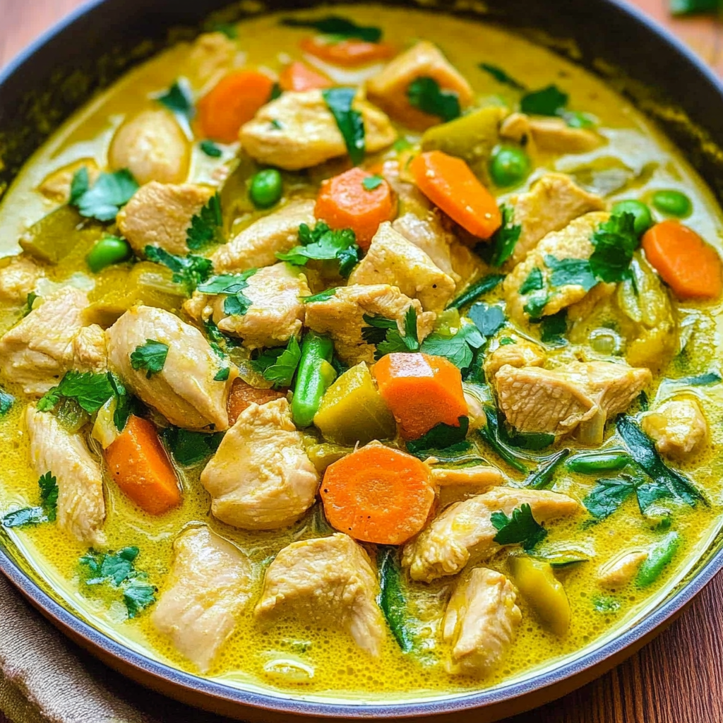 Recipe preparation for Green Thai Chicken Coconut Curry