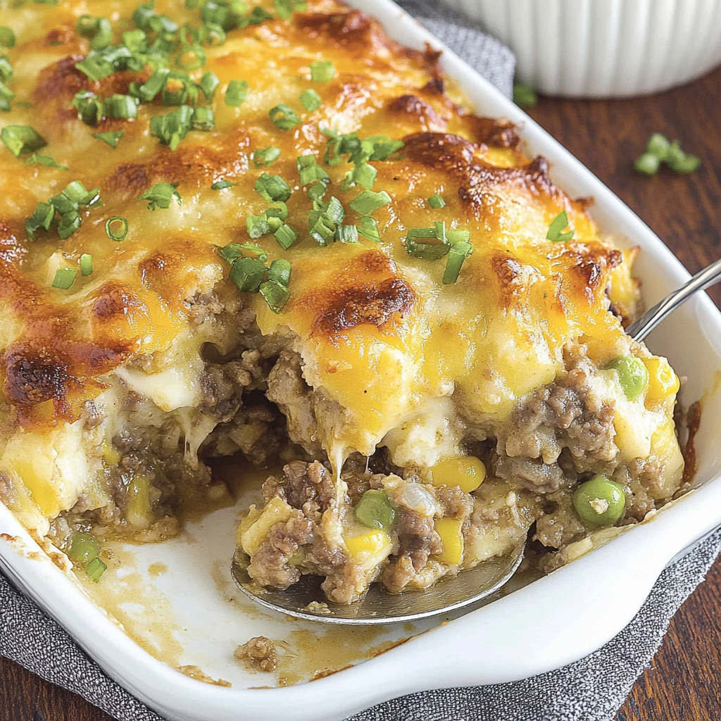 Recipe preparation for Hamburger Hashbrown Casserole Bake