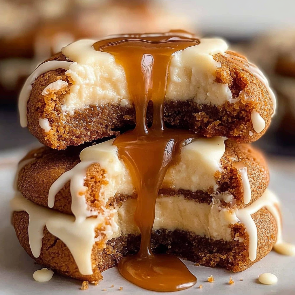 Recipe preparation for Salted Caramel Cheesecake Cookies