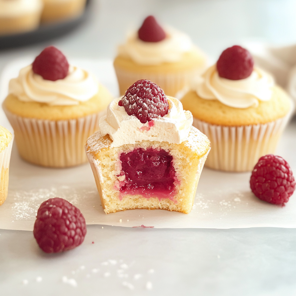 Recipe preparation for white chocolate raspberry cupcakes