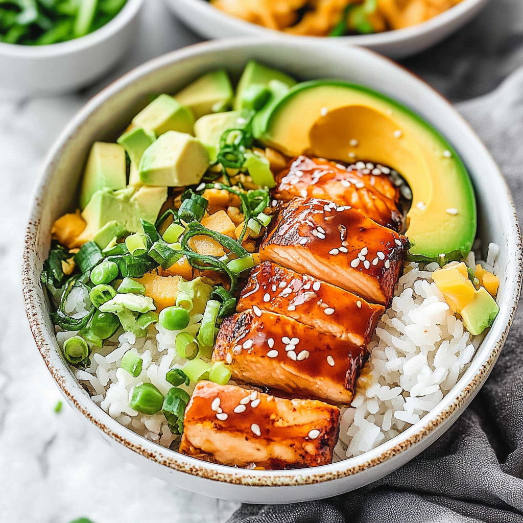Recipe preparation for salmon bowls