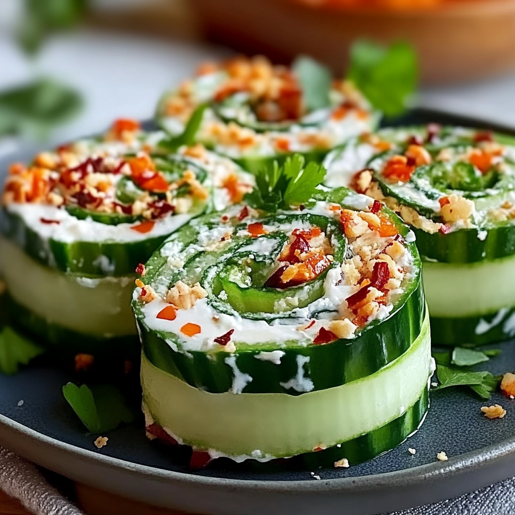 Recipe preparation for Crunchy Chicken Salad Cucumber Roll-Ups