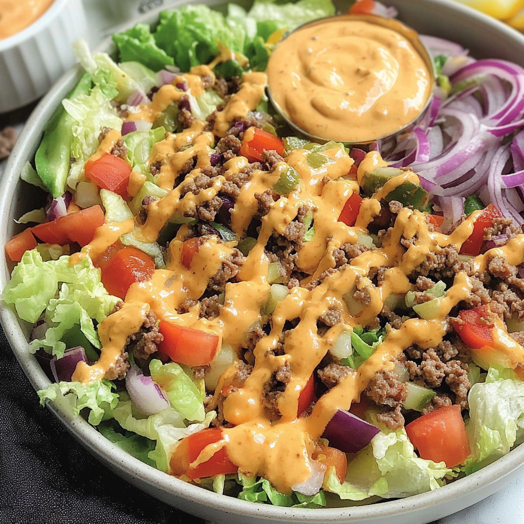 Recipe preparation for Big Mac Salad Bowl