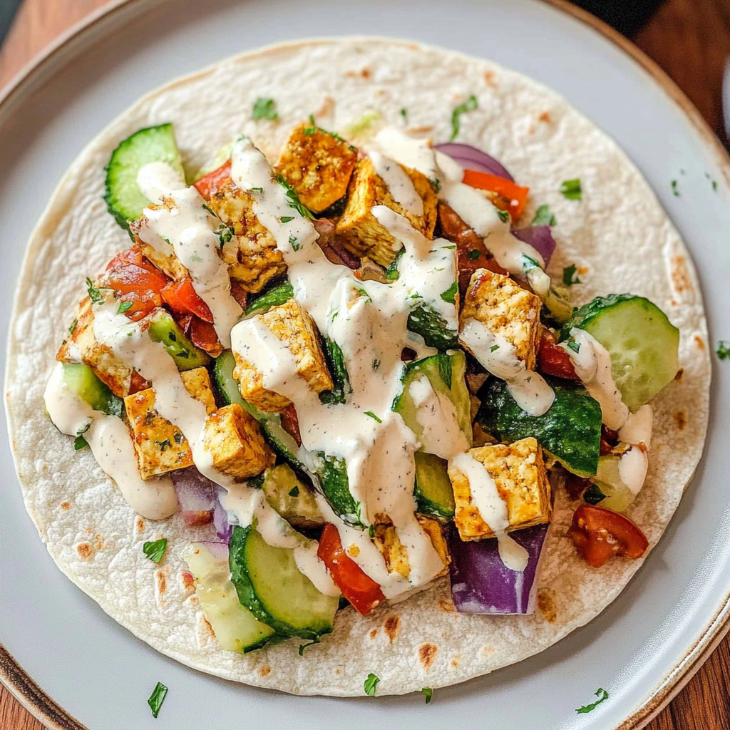 Recipe preparation for Vegan Viral Twist Tofu Wrap