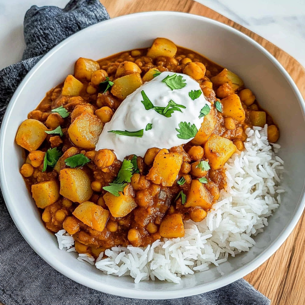 Recipe preparation for Chickpea and Potato Curry Recipe