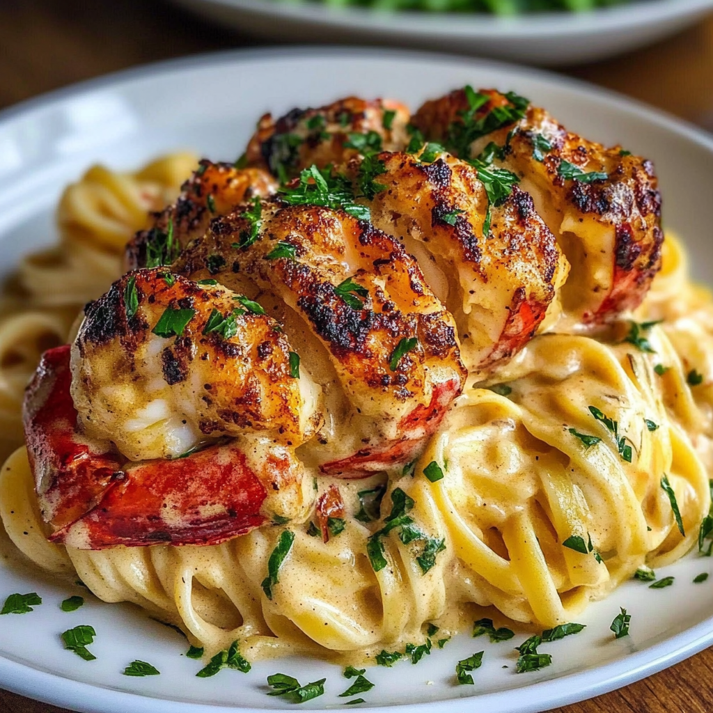 Recipe preparation for Cajun Butter Lobster Pasta