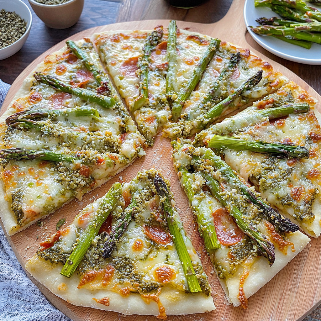 Recipe preparation for Asparagus Pizza