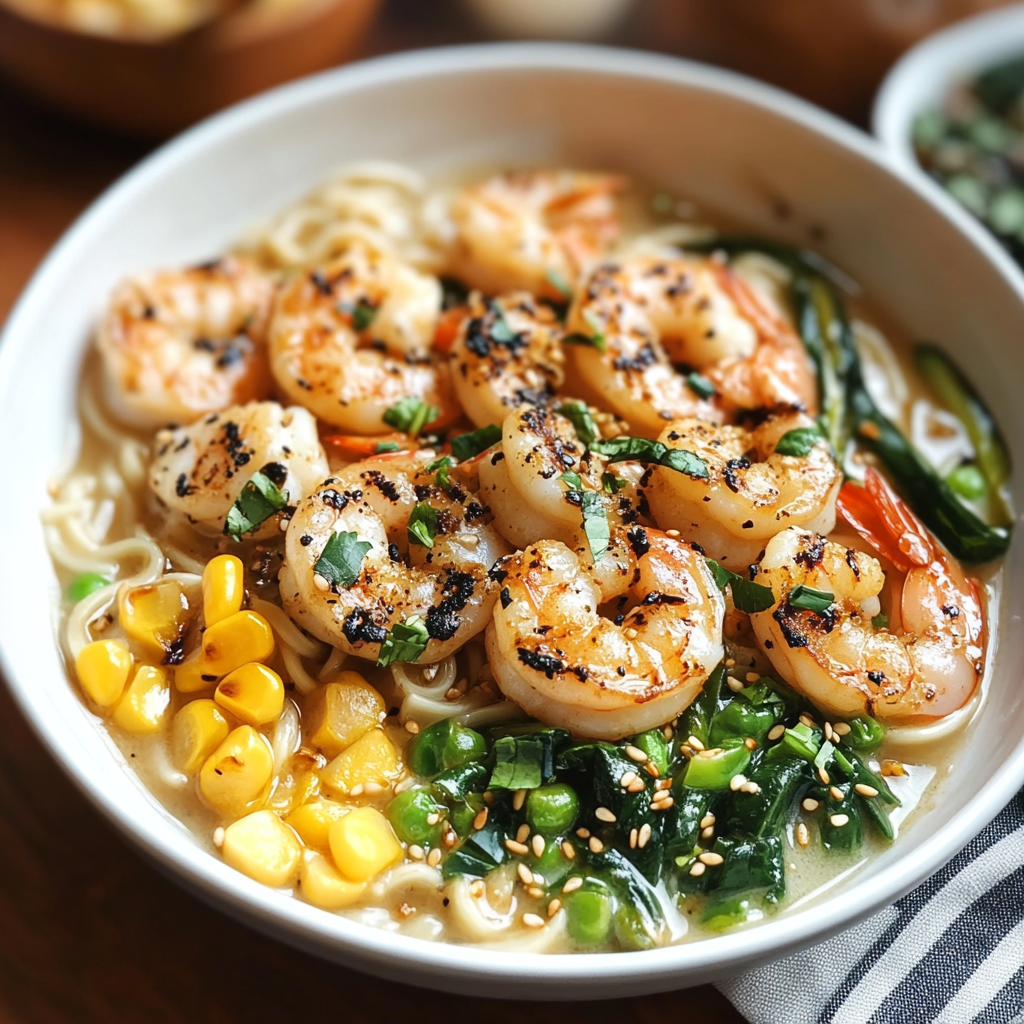 Recipe preparation for Easy Cajun Garlic Shrimp Ramen Noodles