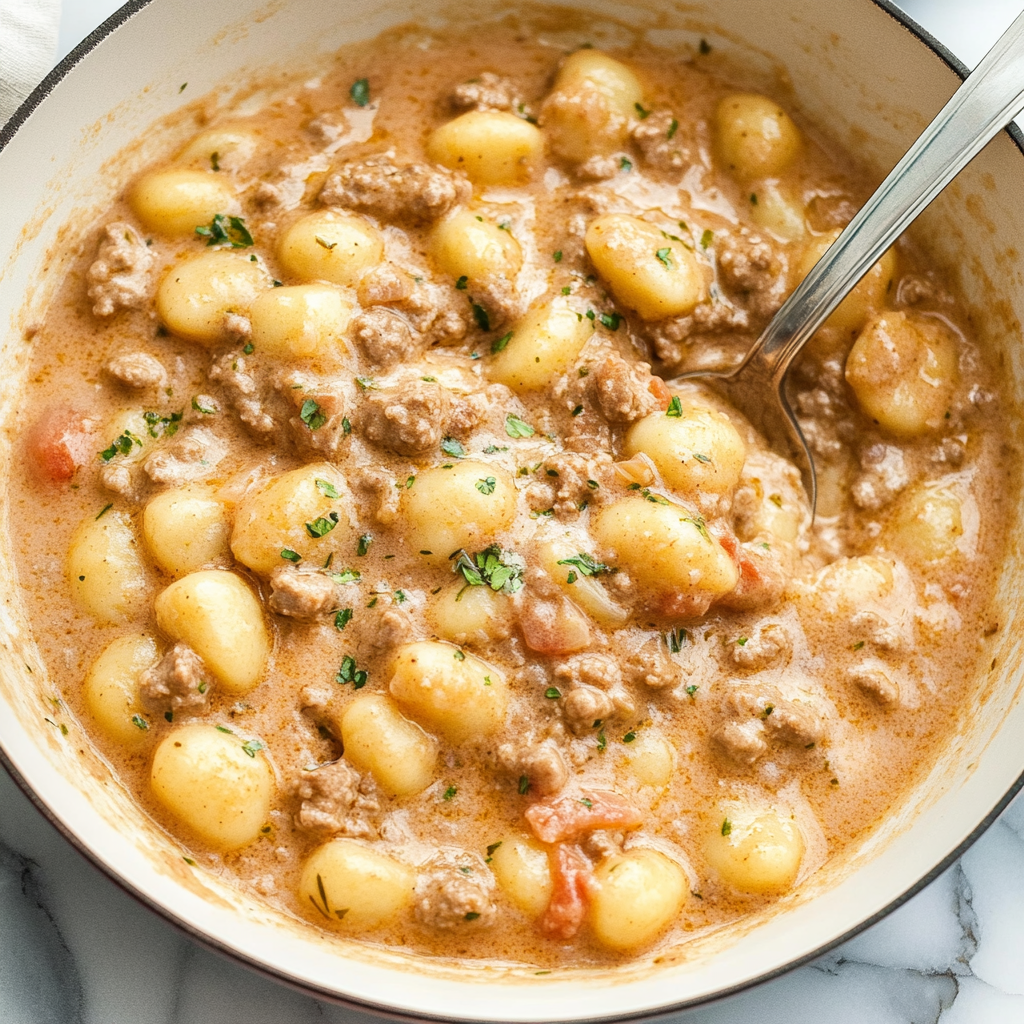 Recipe preparation for ground beef gnocchi