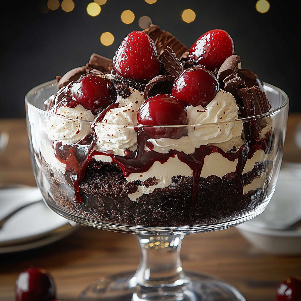 Recipe preparation for Black Forest Trifle Christmas