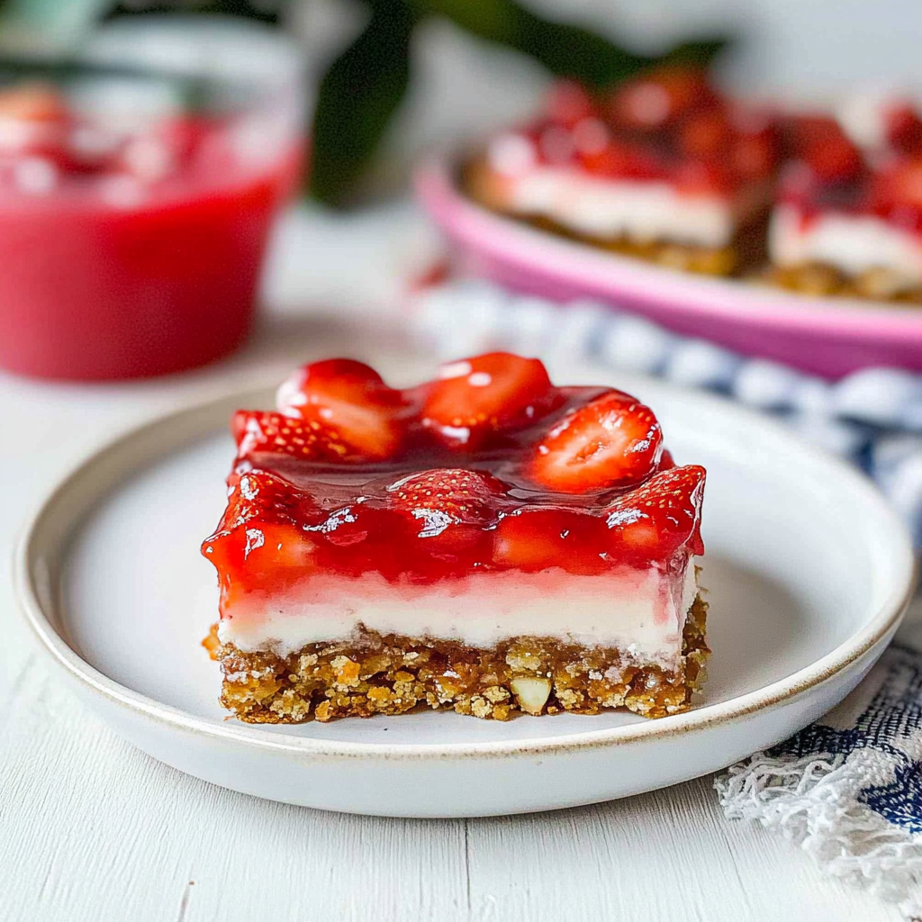 Recipe preparation for strawberry pretzel squares