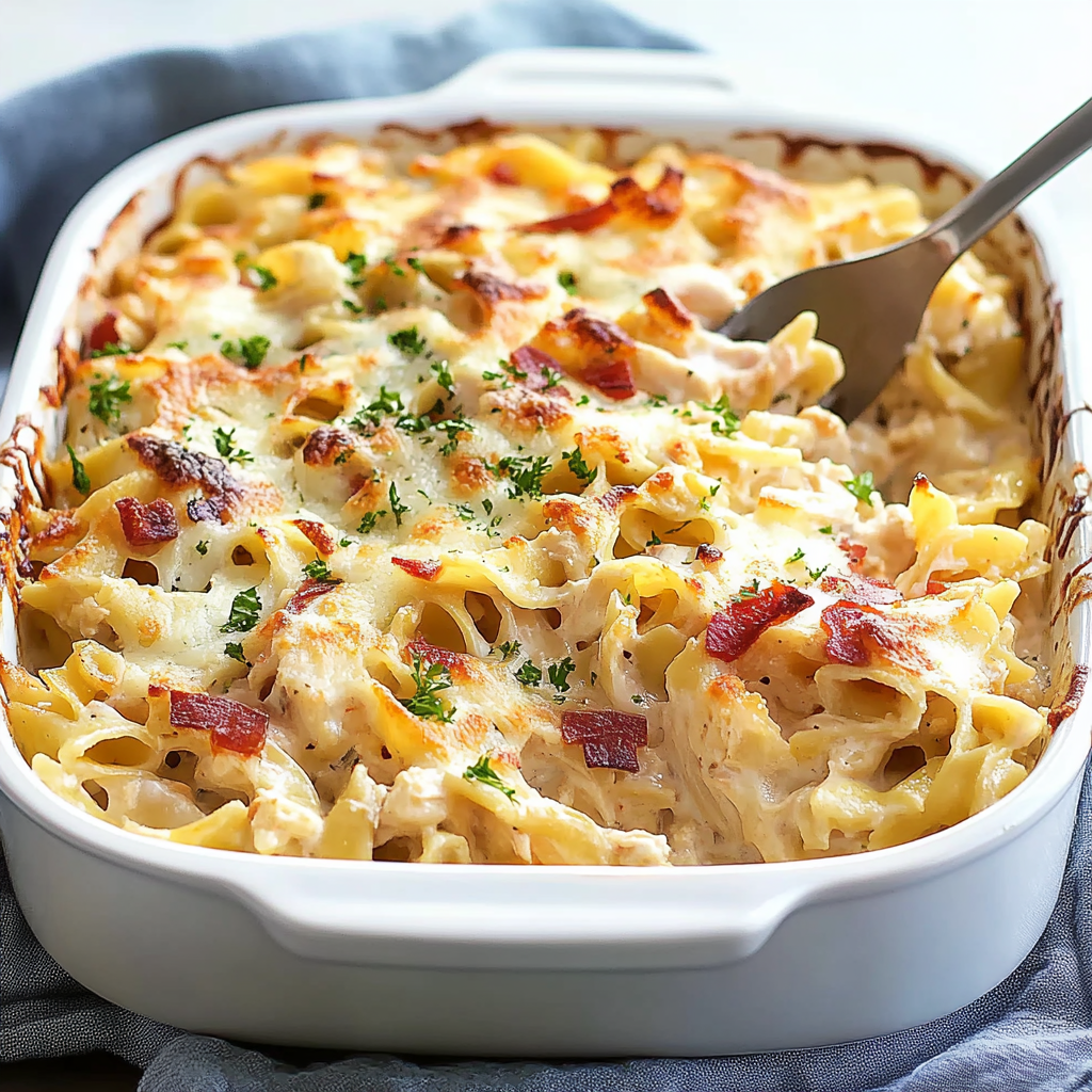 Recipe preparation for chicken noodle casserole