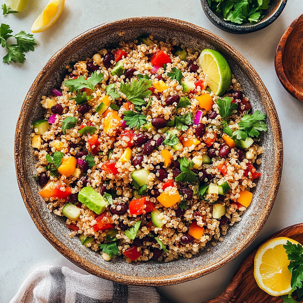 Recipe preparation for Quinoa and Black Bean Salad
