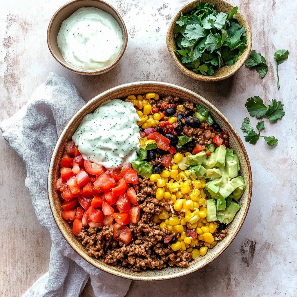 Recipe preparation for Ground Beef Burrito Bowls